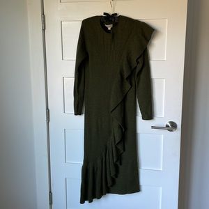 J Crew dark green knit dress size M. 100% wool.